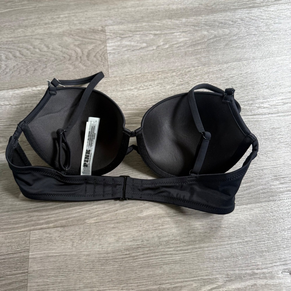 Victorias Secret‎ PINK Black Underwire Bikini Top Size M 423969-QF5 - Picture 2 of 5